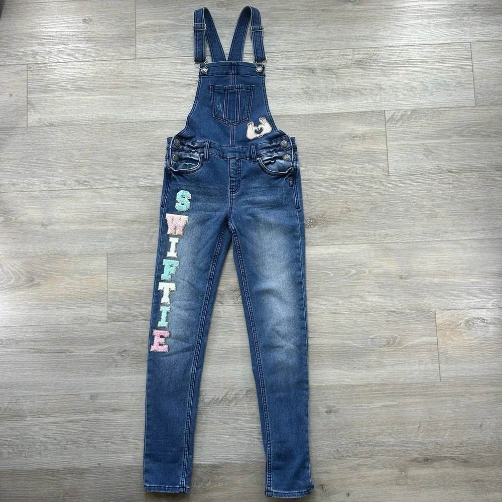 Silver Jeans Taylor Swift SWIFTIE Girls Youth Size‎ 14 Custom Denim Overalls
